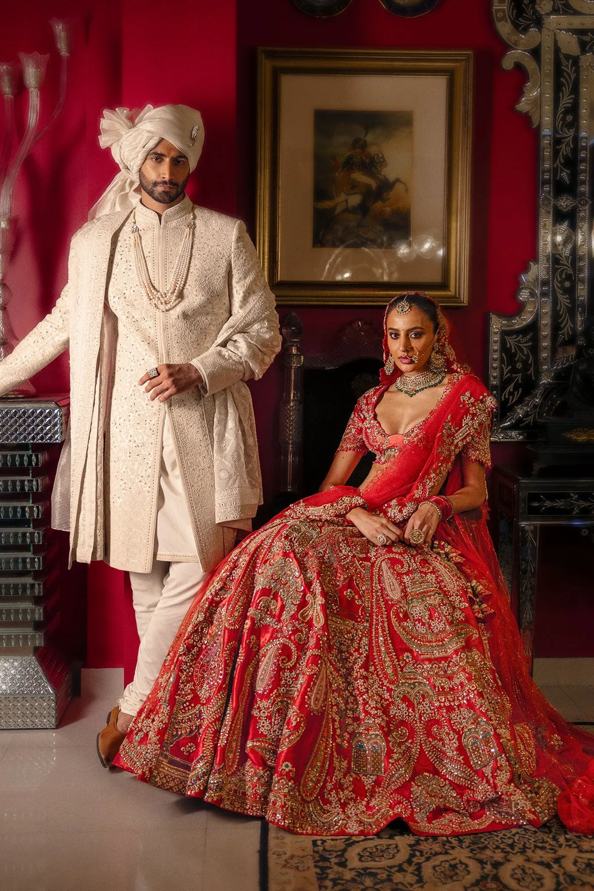 Heritage Red Bridal Lehenga with Mughal Zardozi & Handcrafted Motifs