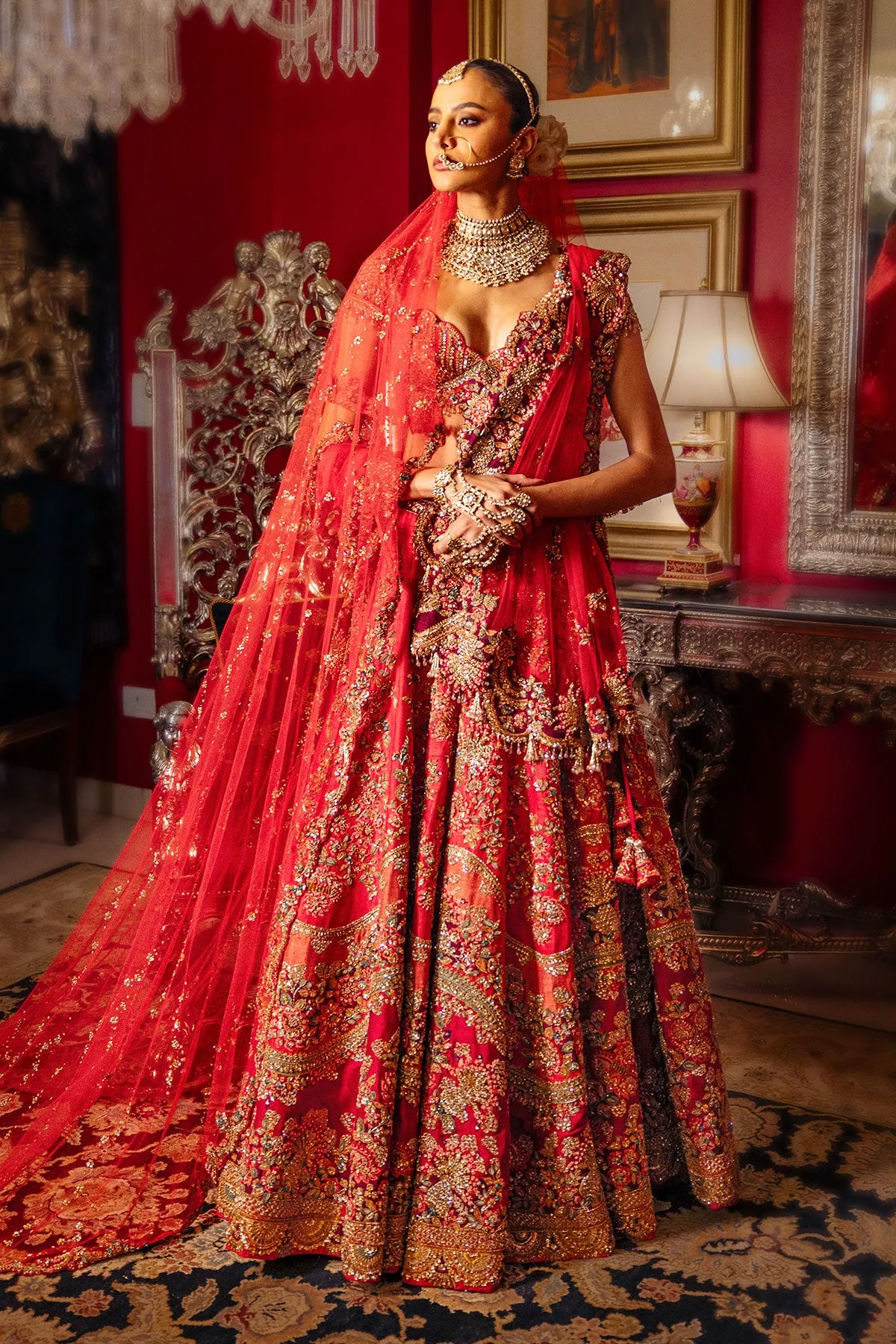 Classic Red Bridal Lehenga with Heavy Gold Zardozi & Heritage Embroidery