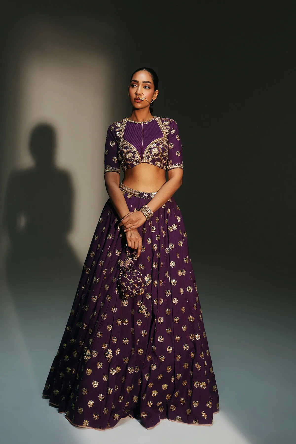 Regal Amethyst Embroidered Lehenga