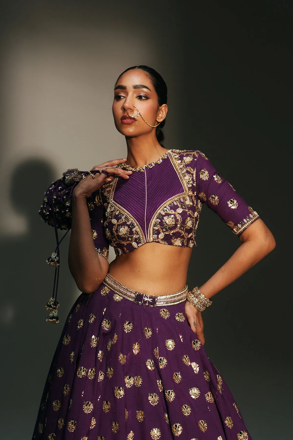 Regal Amethyst Embroidered Lehenga