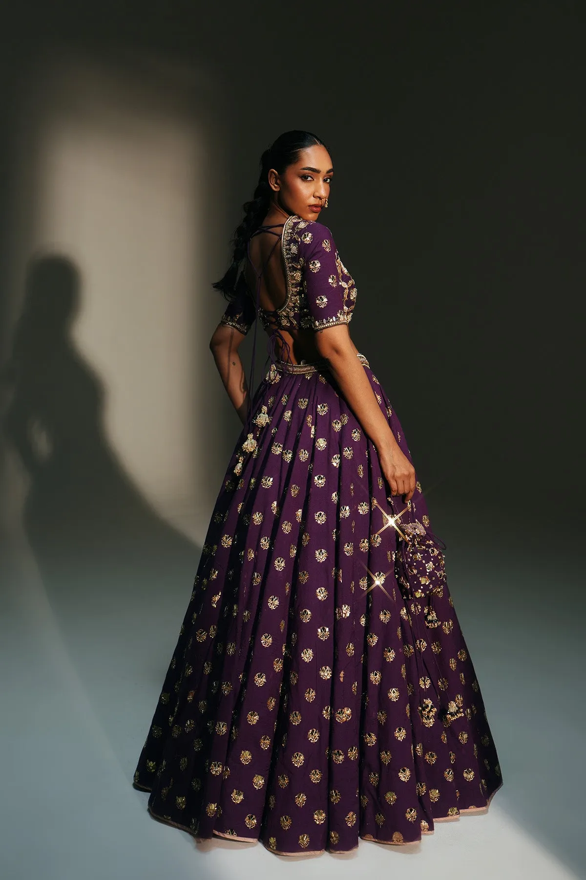 Regal Amethyst Embroidered Lehenga