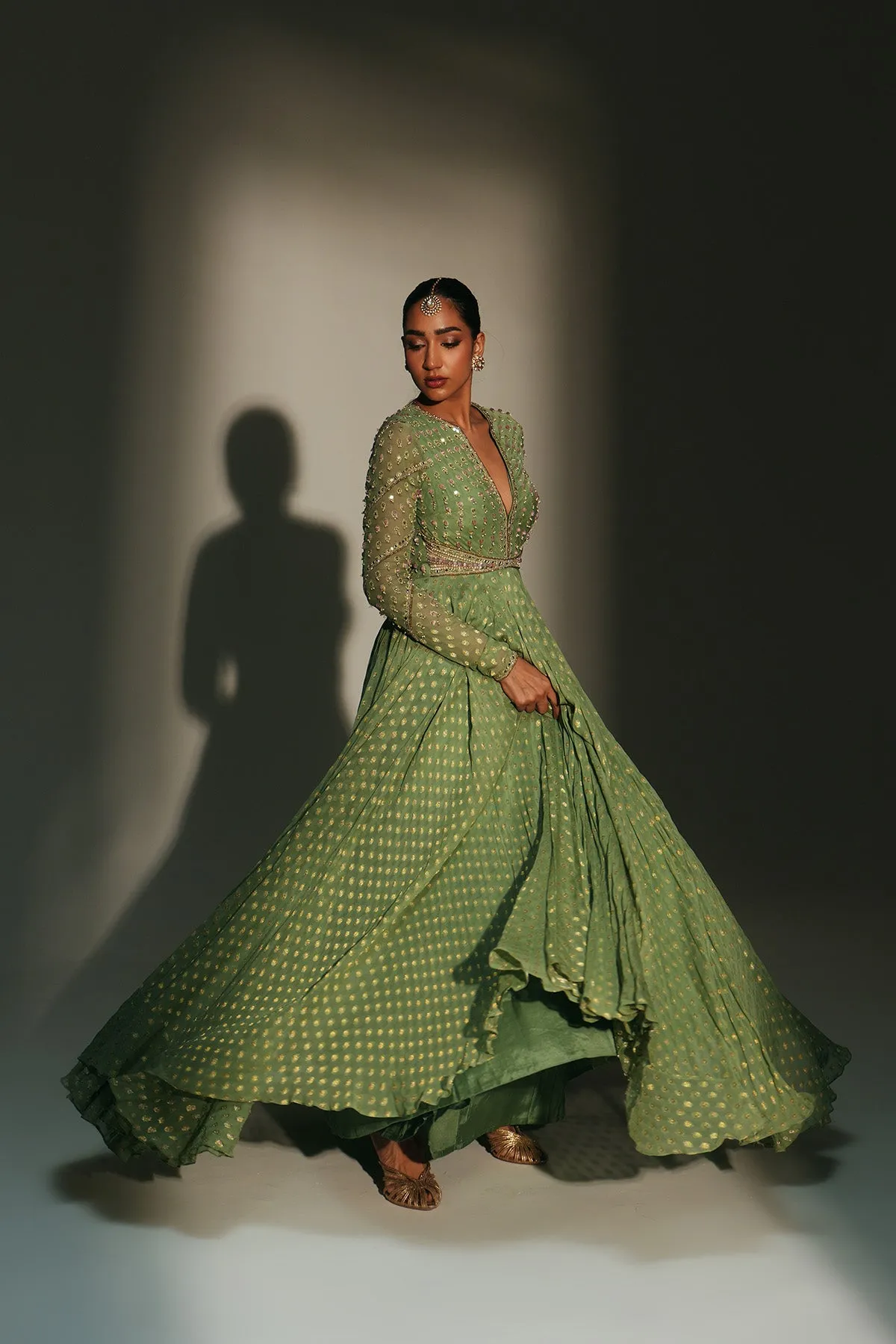 Sage Green Embellished Anarkali