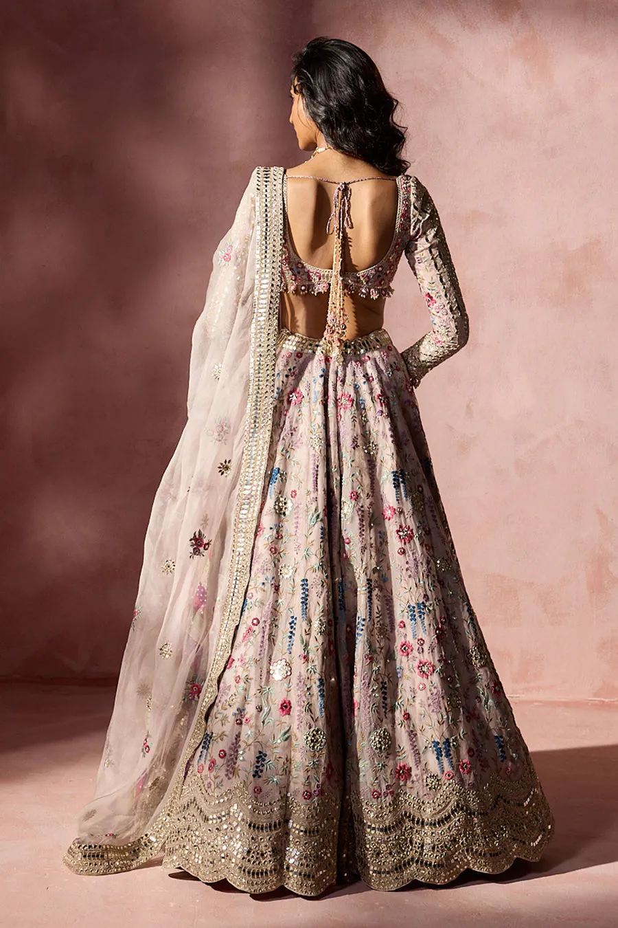 Pastel Floral Embroidered Lehenga Set