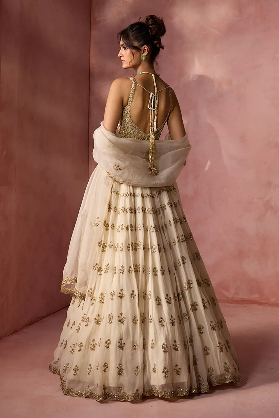 Ivory Gold Embroidered Lehenga Set