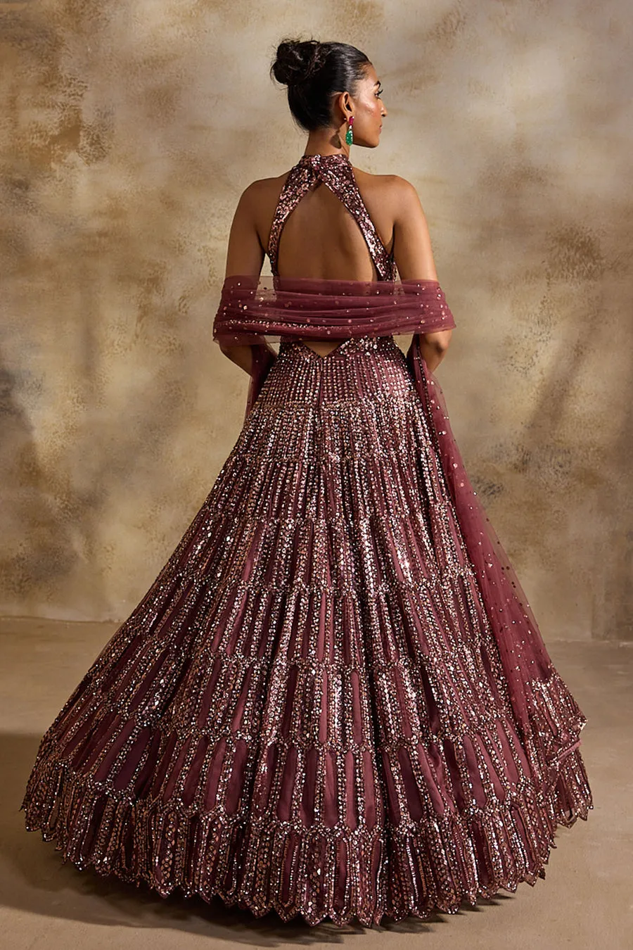 Wine Embellished Anarkali