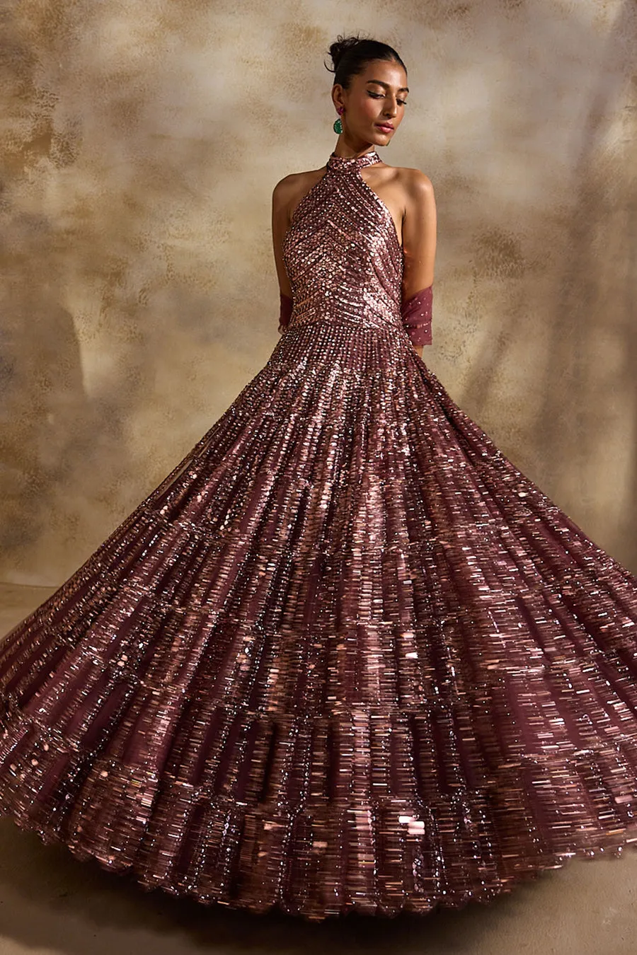 Wine Embellished Anarkali