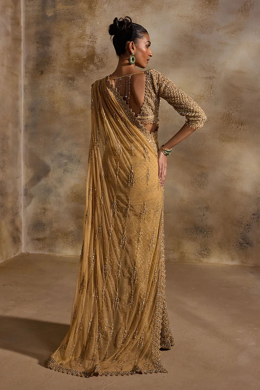Antique Gold Embellished Sari
