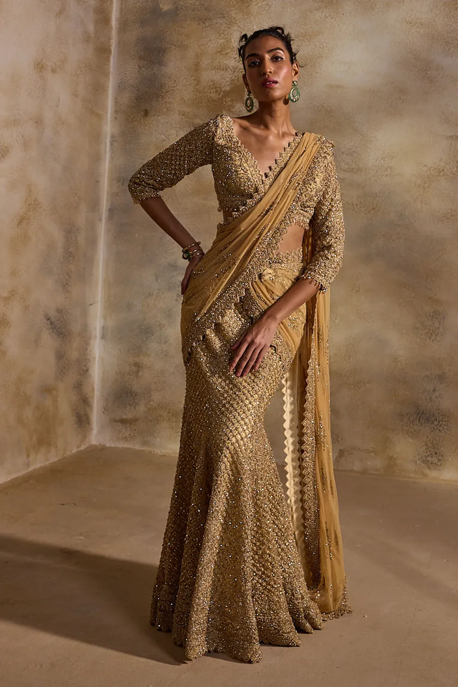 Antique Gold Embellished Sari