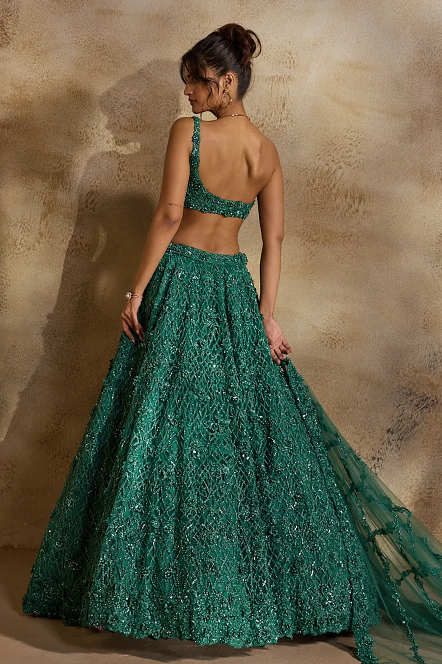 Emerald Green Embellished Lehenga