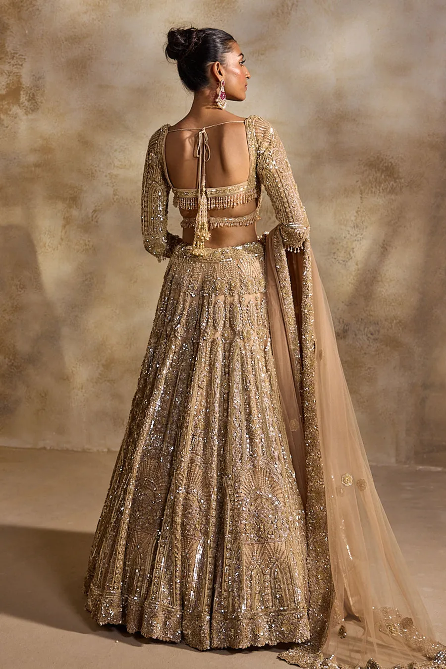 Champagne Gold Sequin-Embellished Lehenga