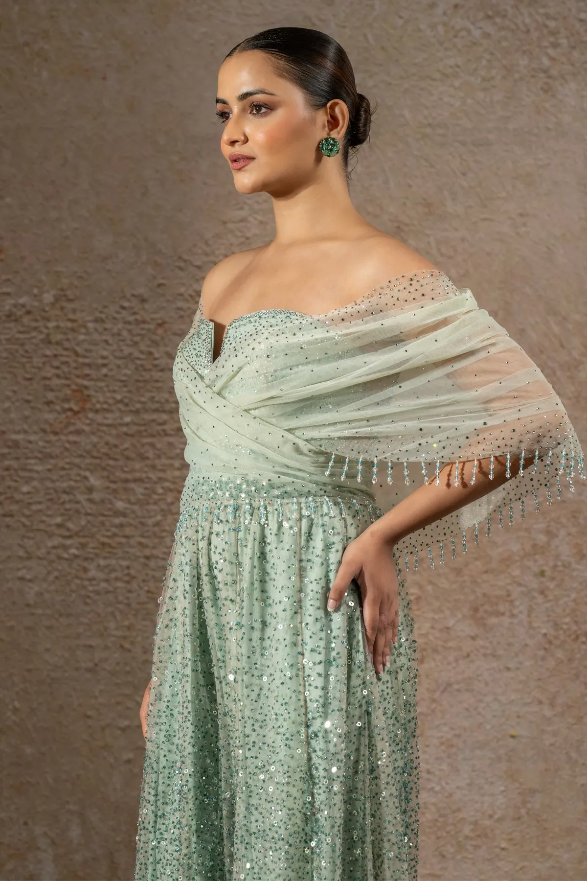 Mint Green Sequin Gown