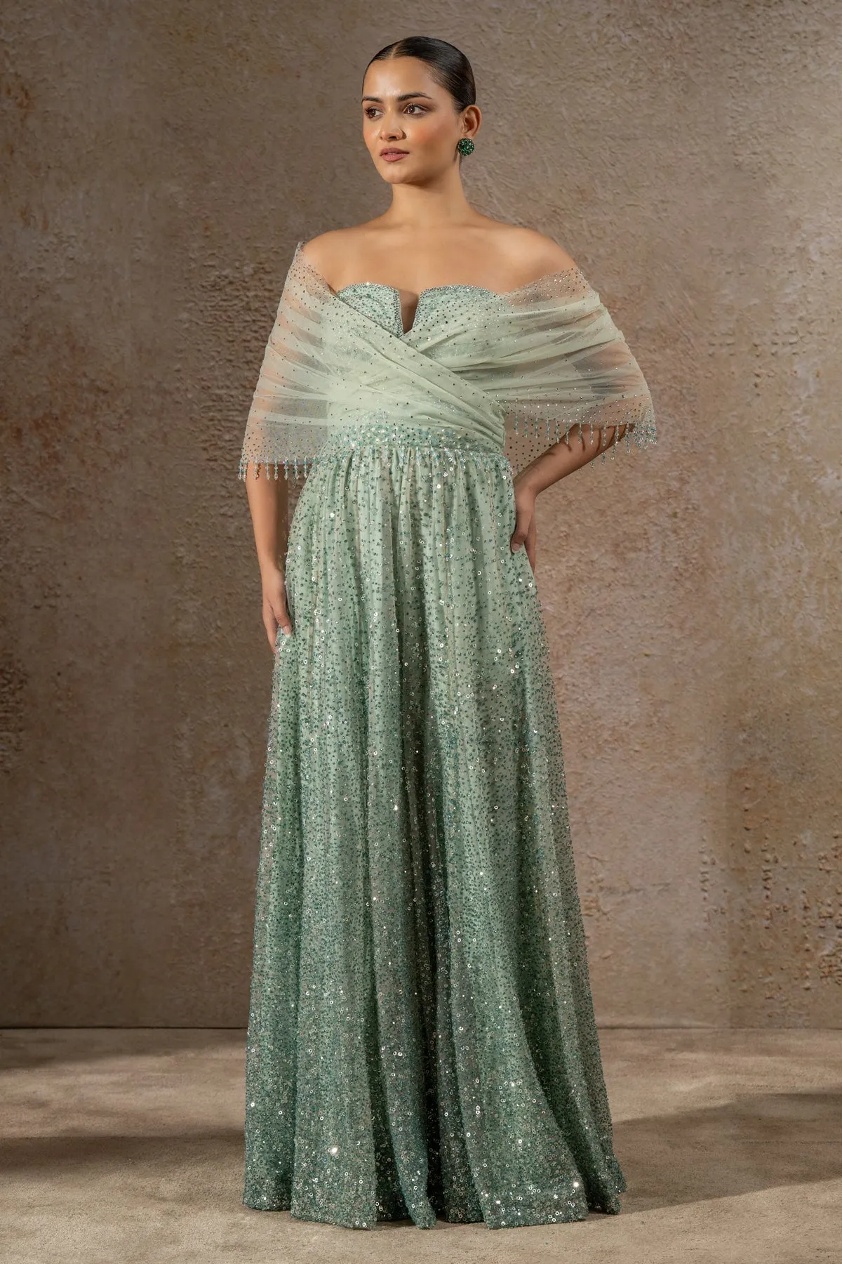 Mint Green Sequin Gown