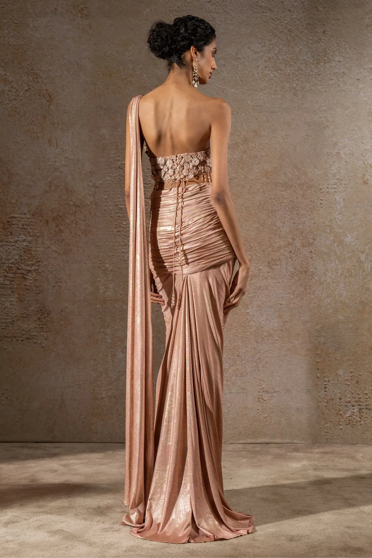 Rose Gold Embellished Sari
