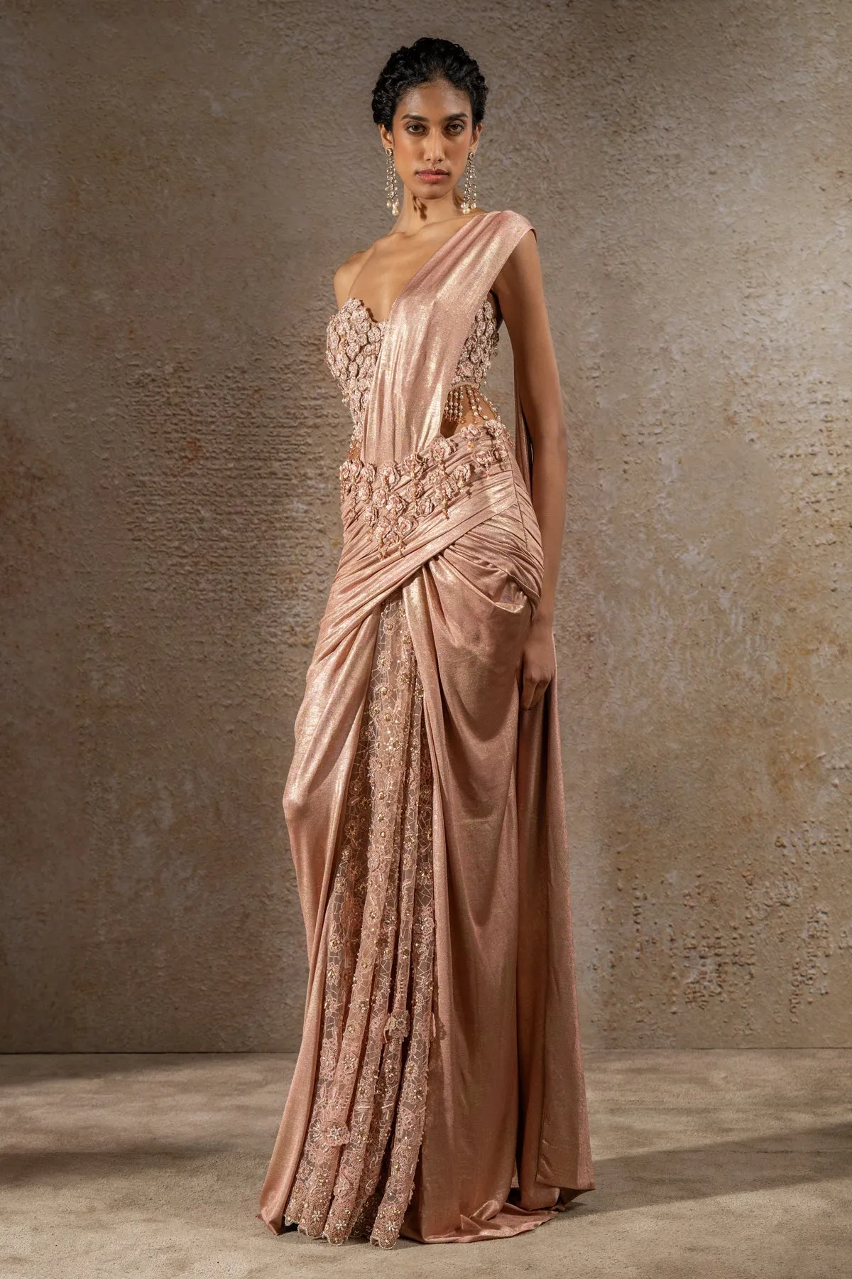 Rose Gold Embellished Sari