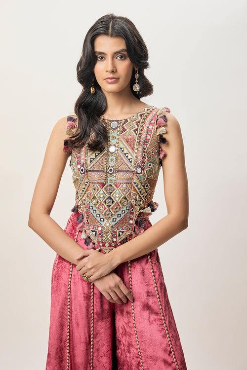 Rosewood Gown with Embellished Heritage Bodice