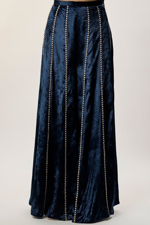 Midnight Blue Lehenga with Embellished Geometric Bodice