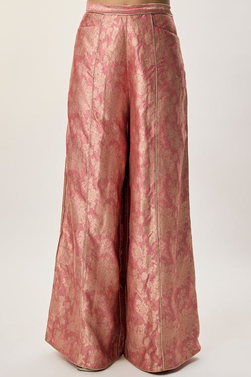 Rose Jacquard Kurta Set with Mirror-Embellished Heritage Jacket