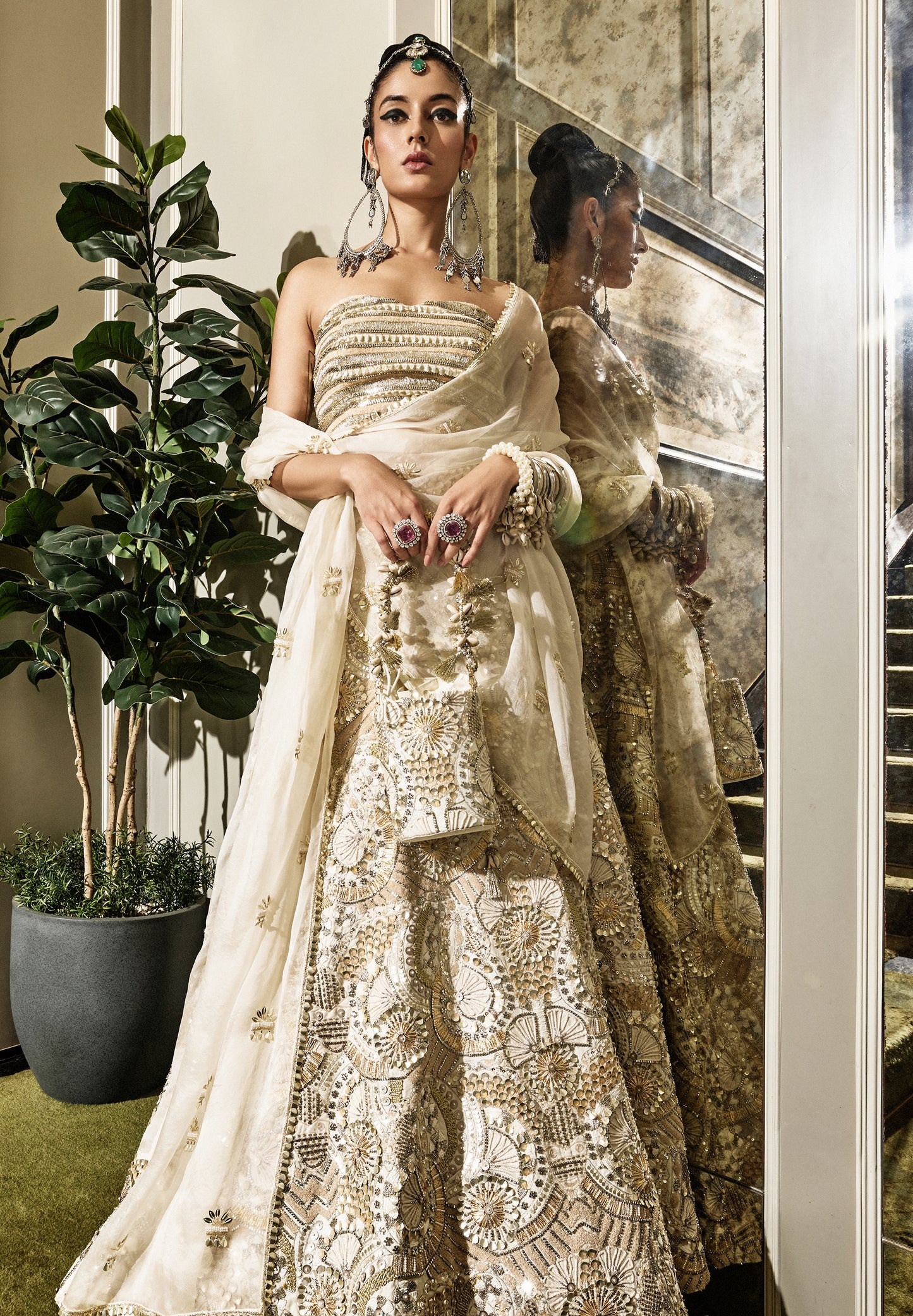 Ivory and Gold Bridal Lehenga with Heritage Zardozi and Embellished Dupatta