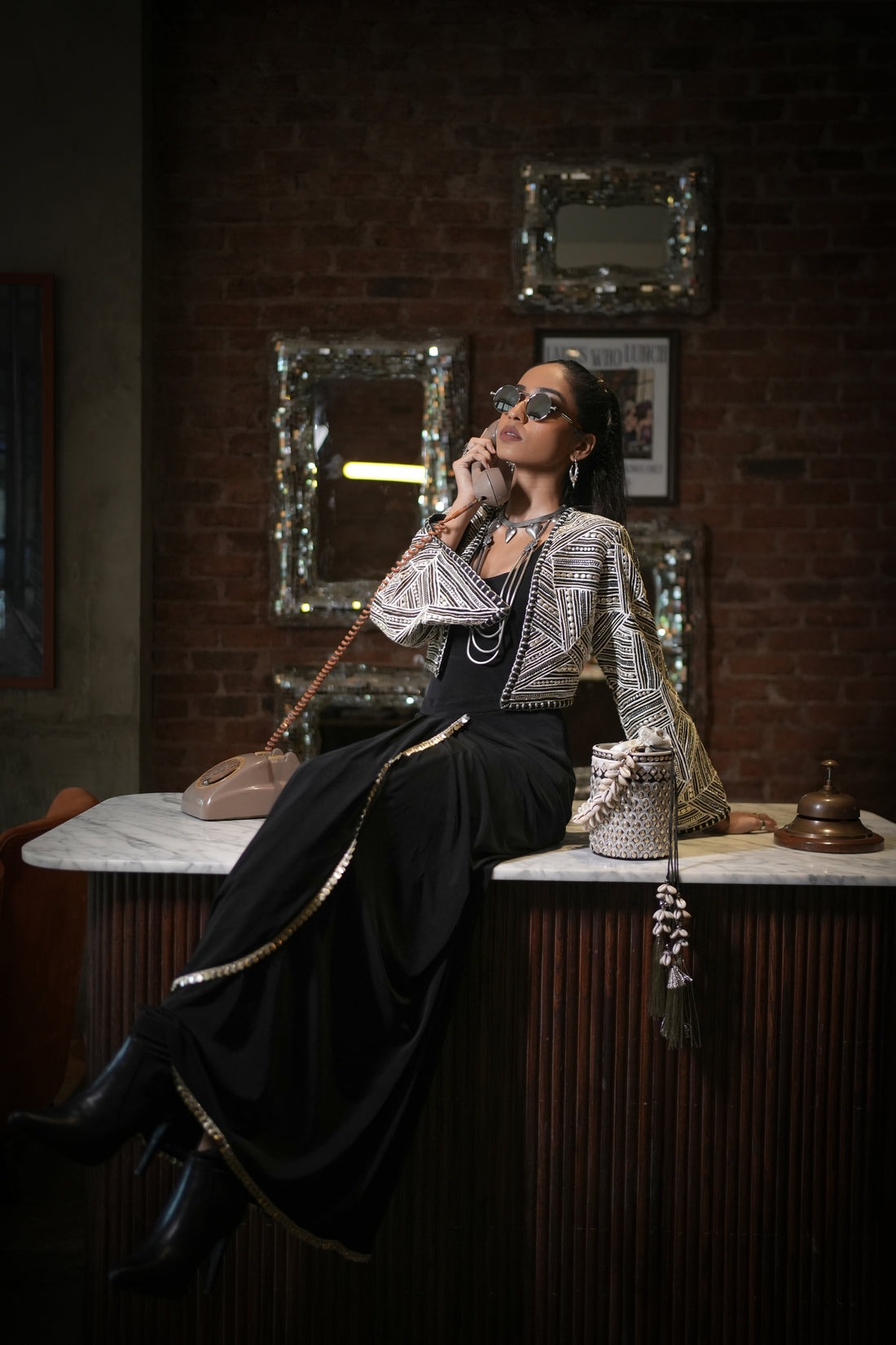 Midnight Mosaic Cape Drape Saree