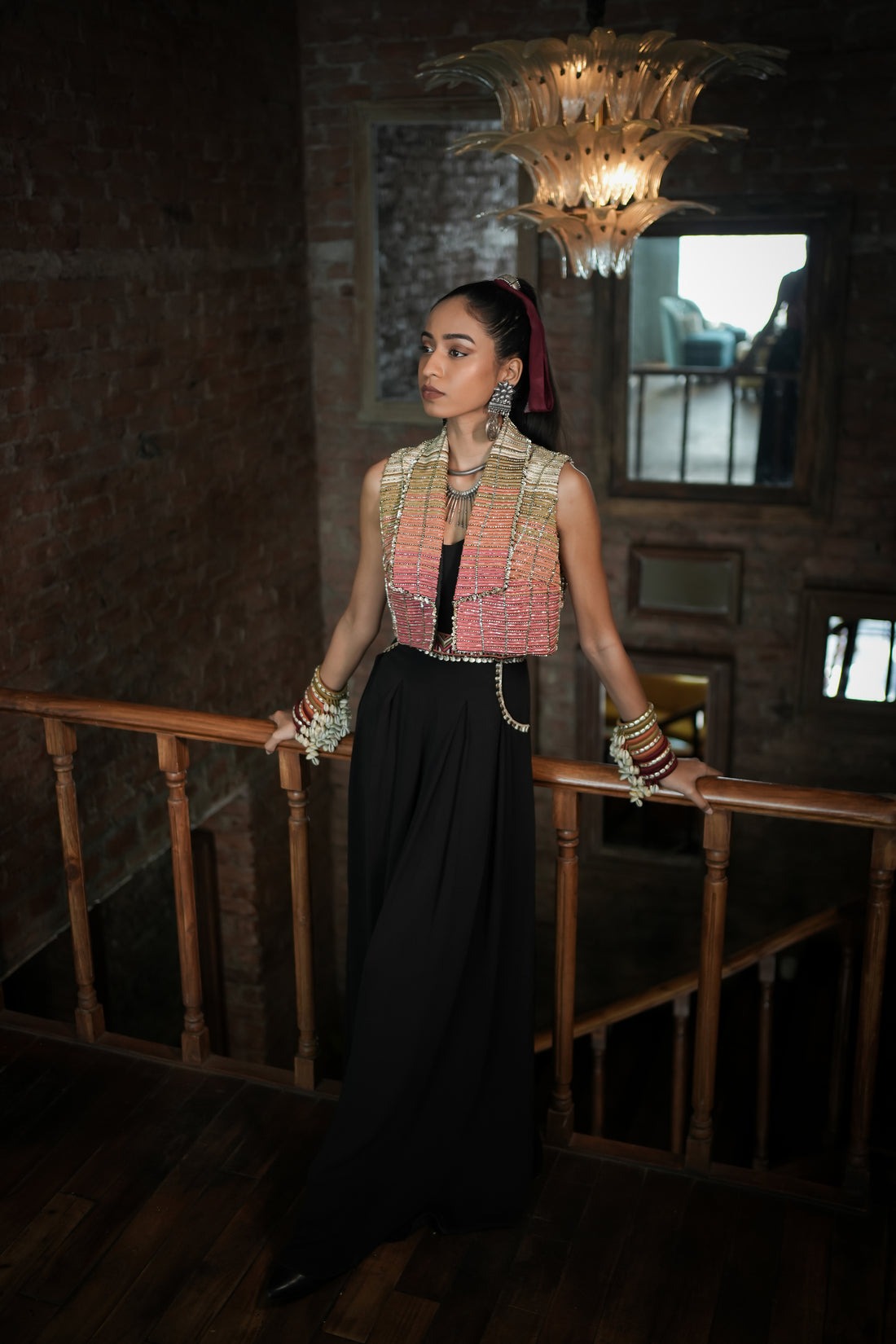 Sunset Embellished Vest Set