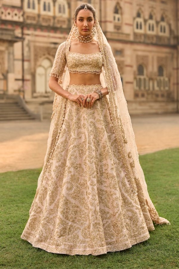 Blush Gold Embellished Bridal Lehenga Set