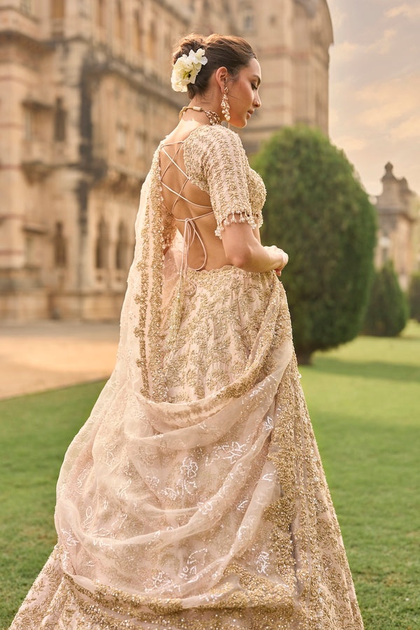 Blush Gold Embellished Bridal Lehenga Set
