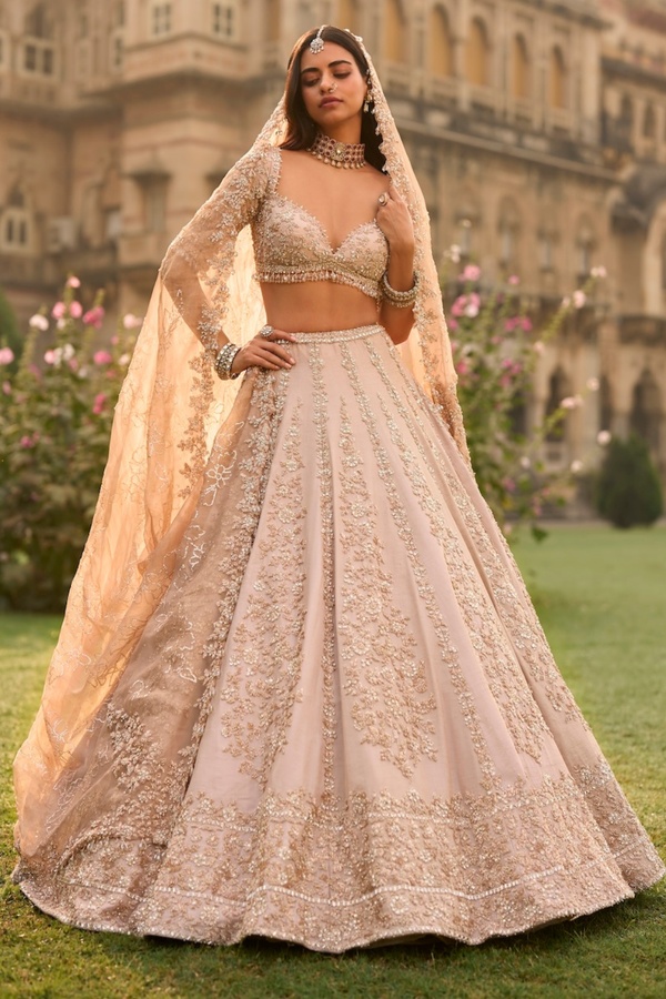 Blush Pink Embellished Bridal Lehenga Set