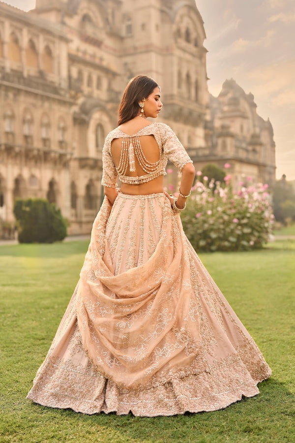 Blush Pink Embellished Bridal Lehenga Set