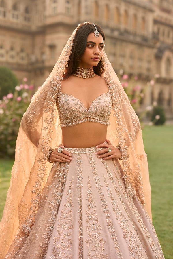 Blush Pink Embellished Bridal Lehenga Set