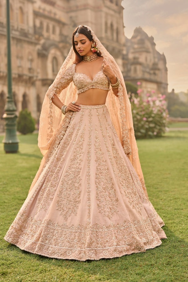 Blush Pink Embellished Bridal Lehenga Set