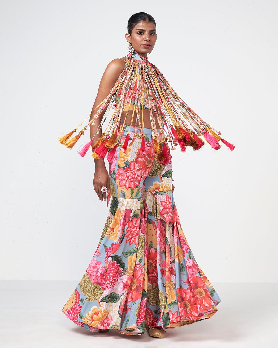 Tropical Floral Printed Sharara Set