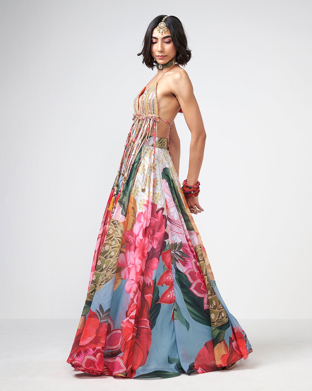 Tropical Floral Tassel Gown