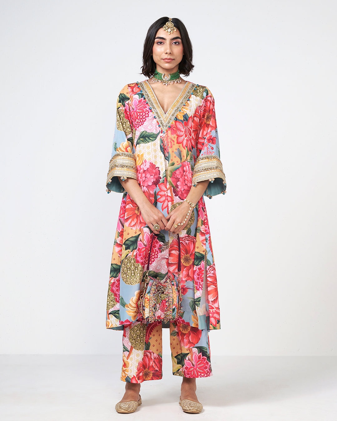 Tropical Floral Printed Kurta Set
