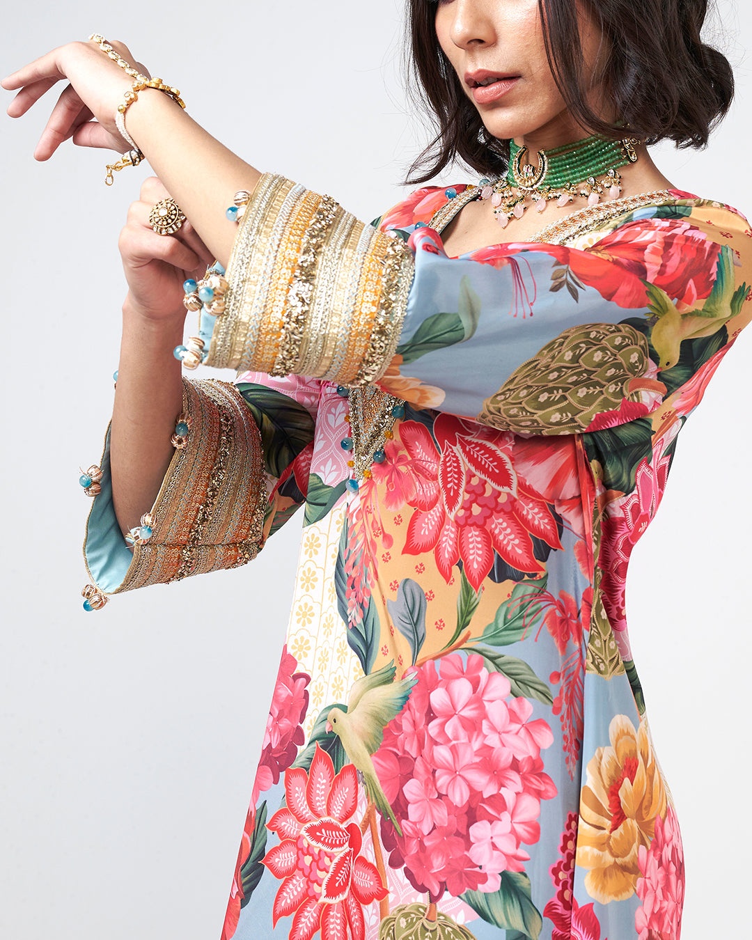 Tropical Floral Printed Kurta Set