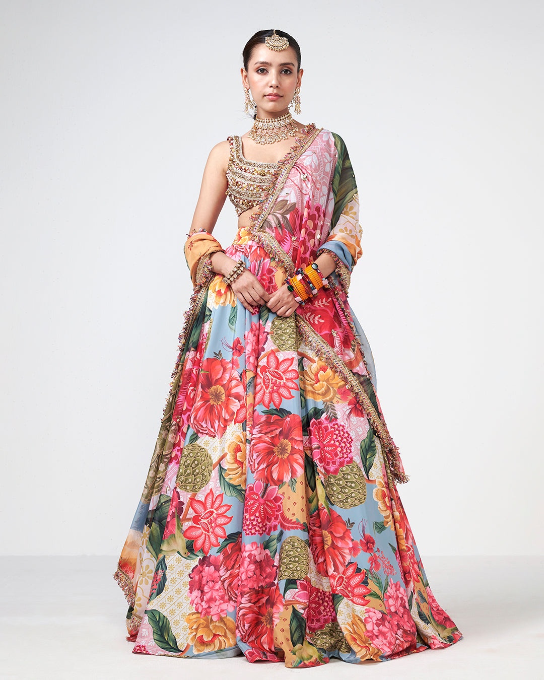 Tropical Floral Printed Lehenga Set