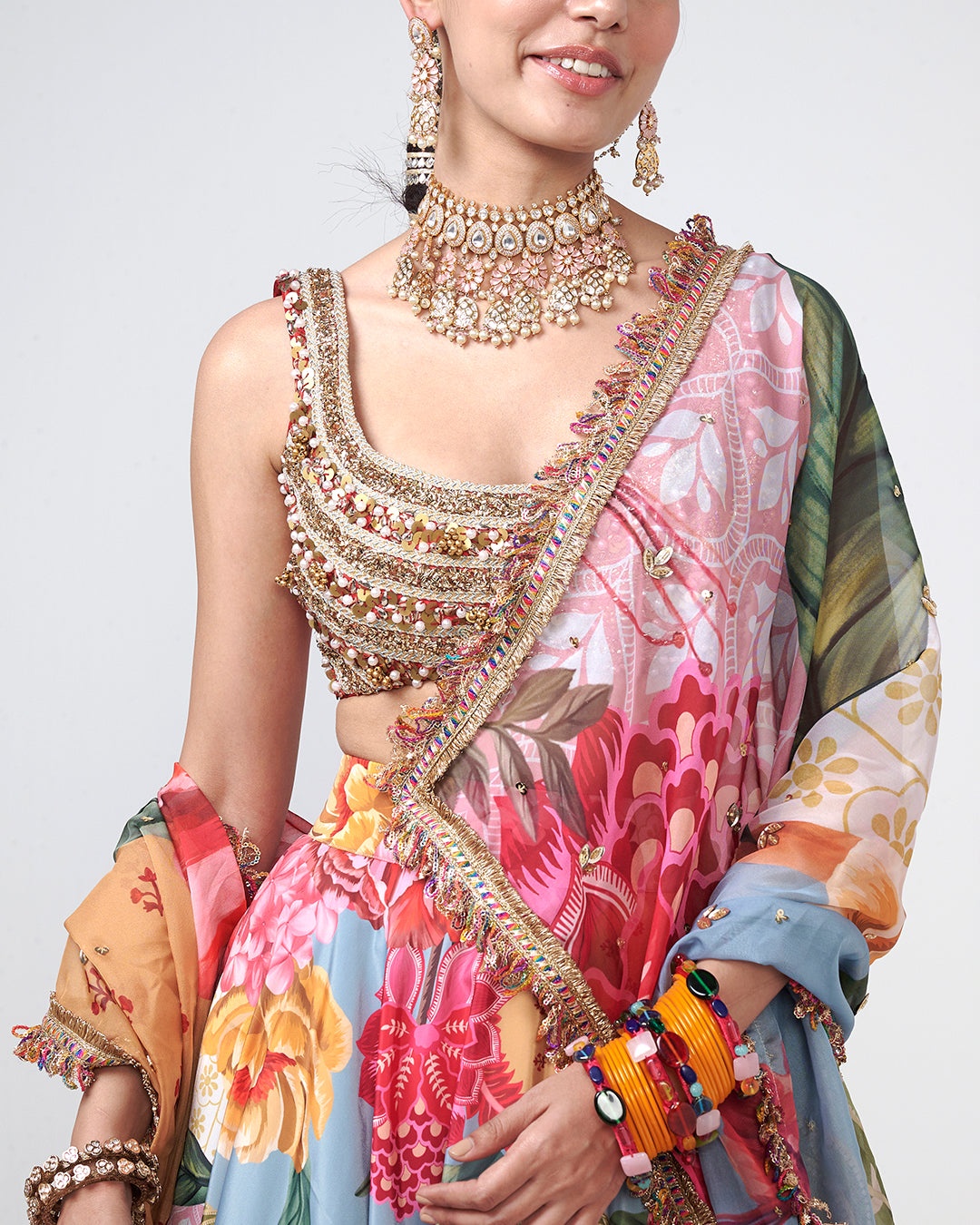 Tropical Floral Printed Lehenga Set