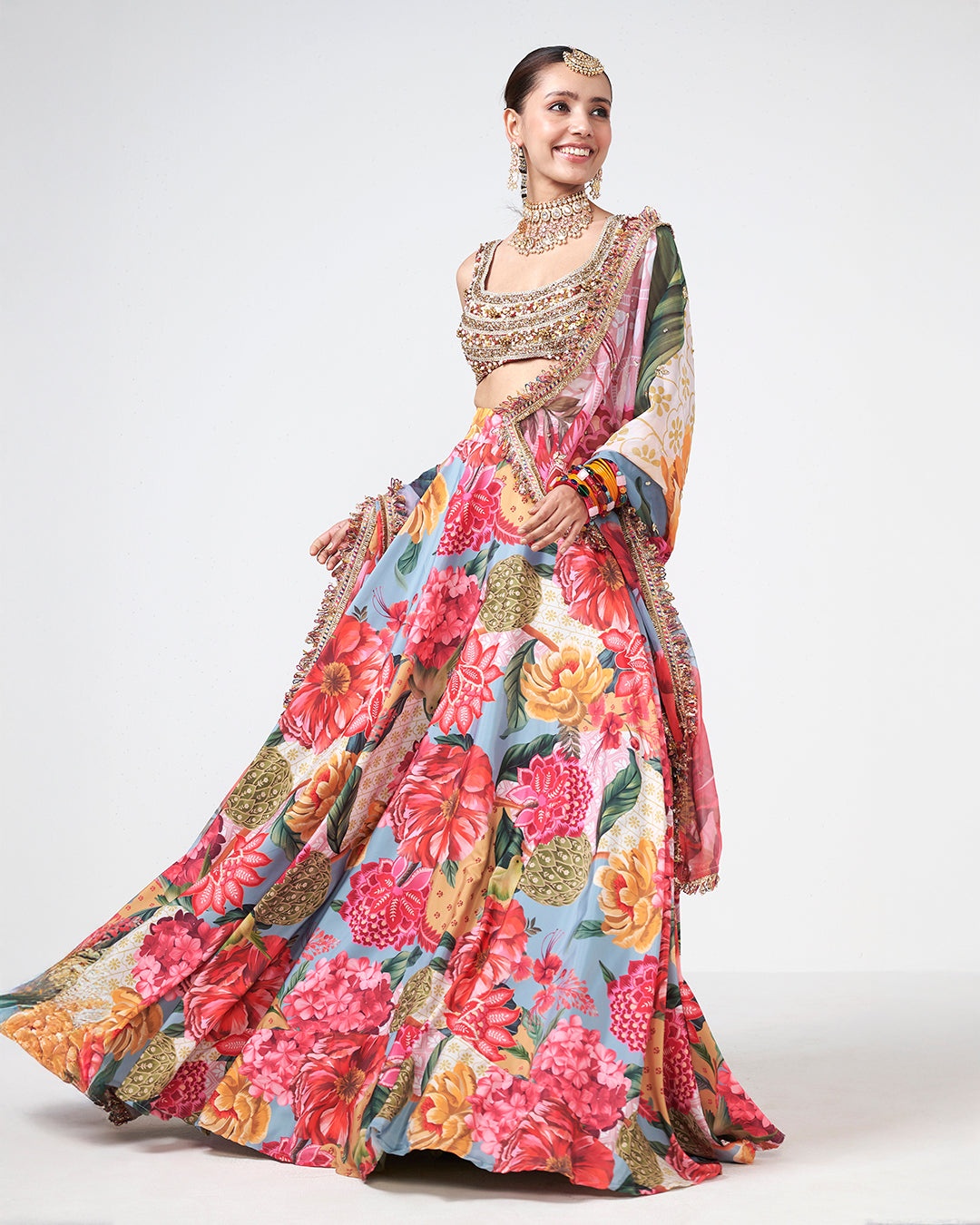 Tropical Floral Printed Lehenga Set