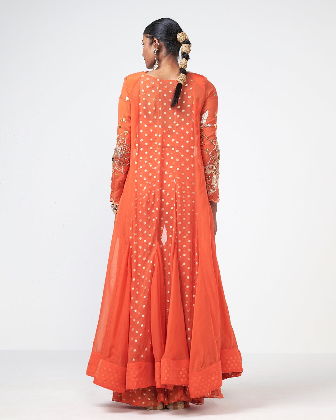Coral Embellished Sharara Set