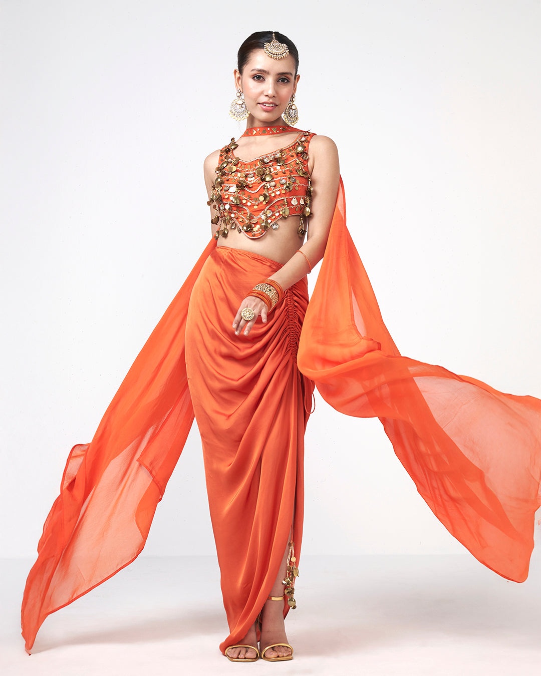 Coral Draped Statement Set