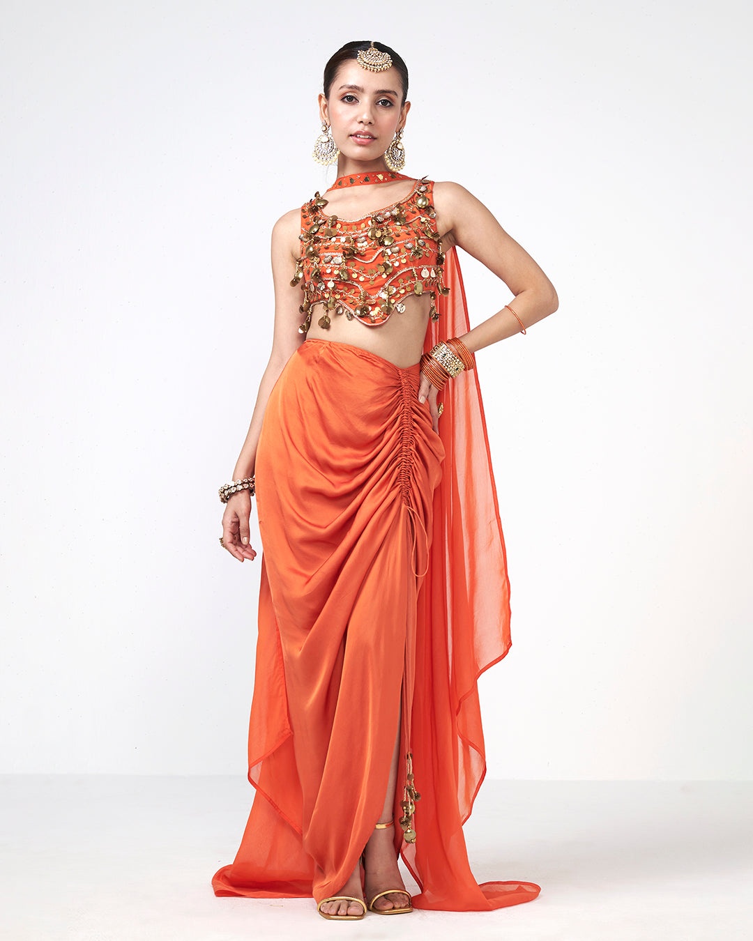 Coral Draped Statement Set