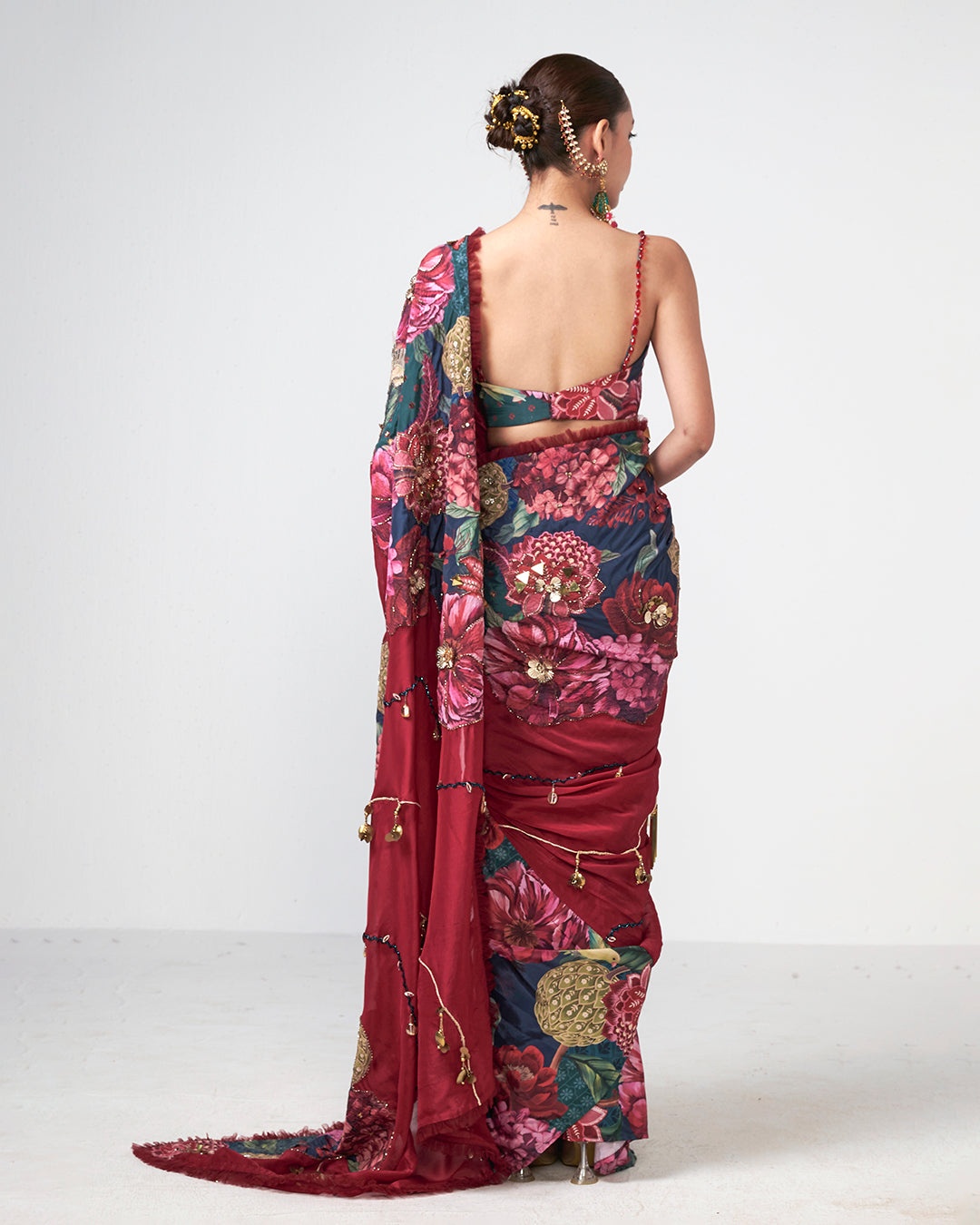 Midnight Floral Printed Sari