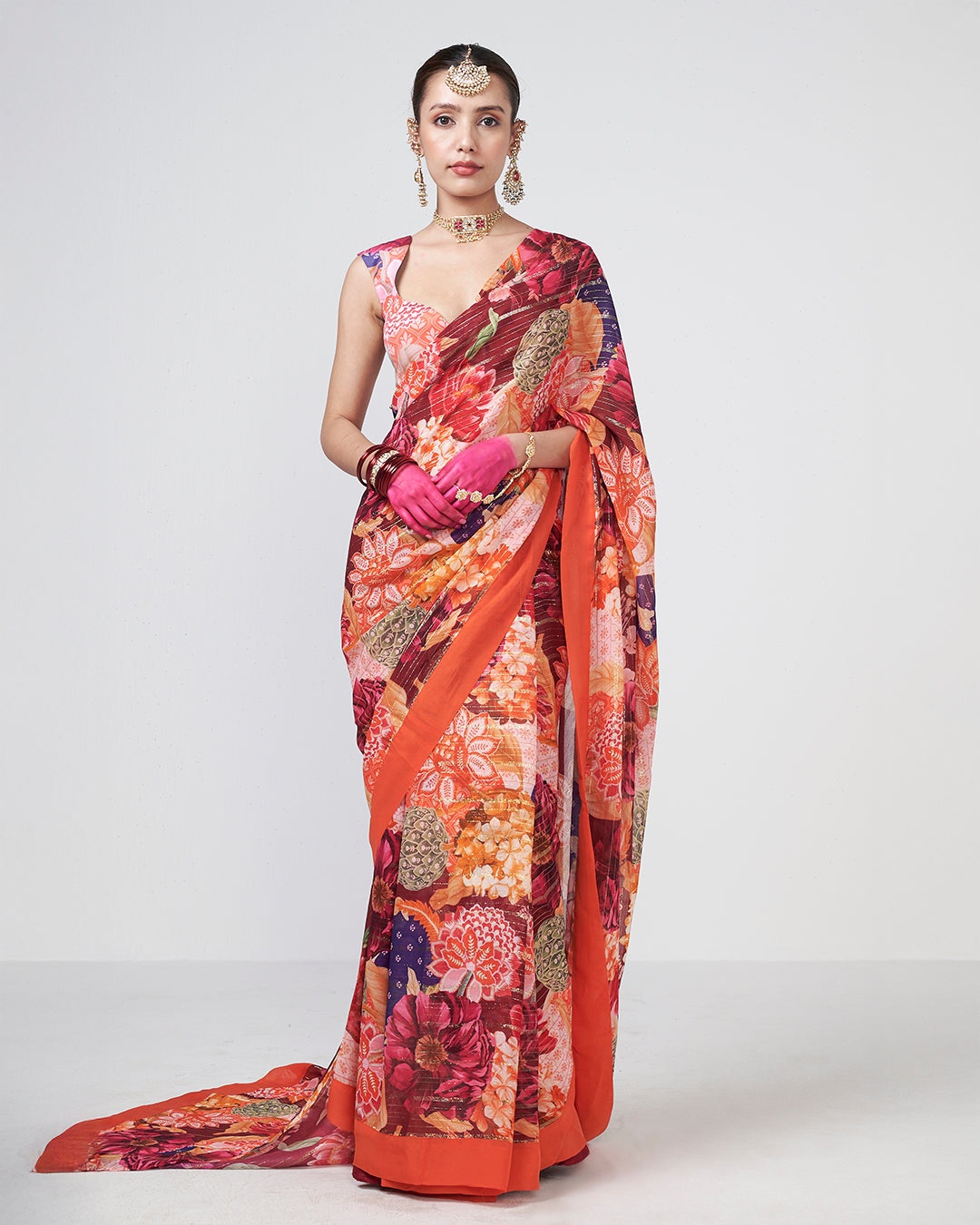 Sunset Floral Printed Sari