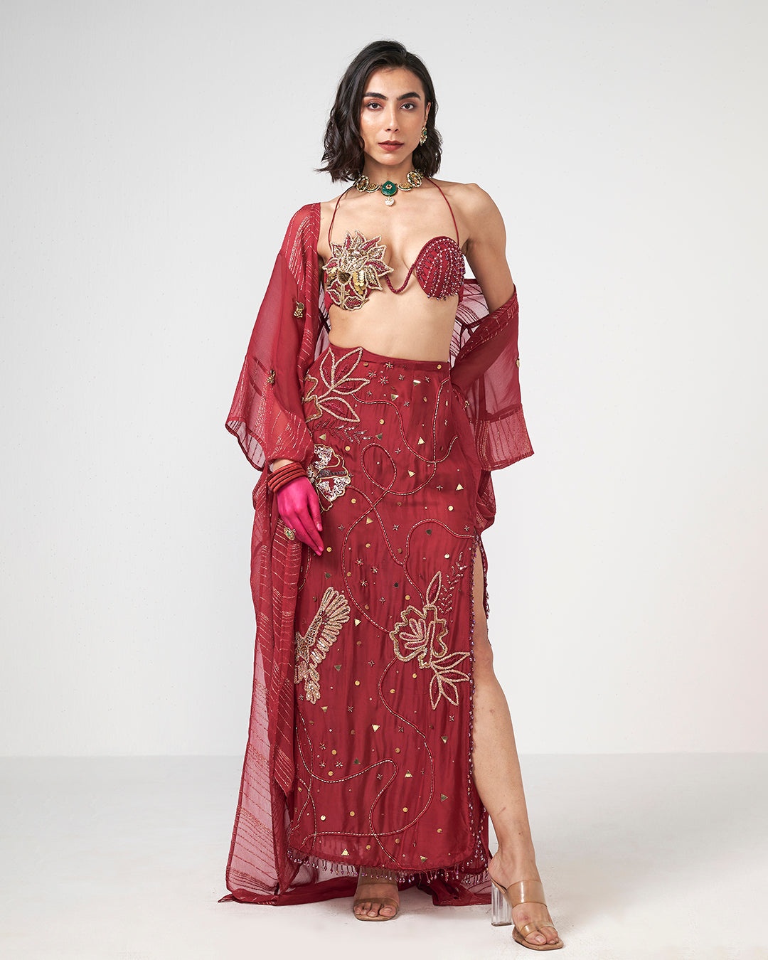 Crimson Couture Embellished Statement Set