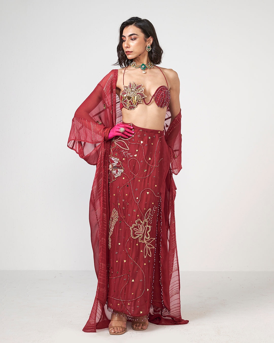 Crimson Couture Embellished Statement Set