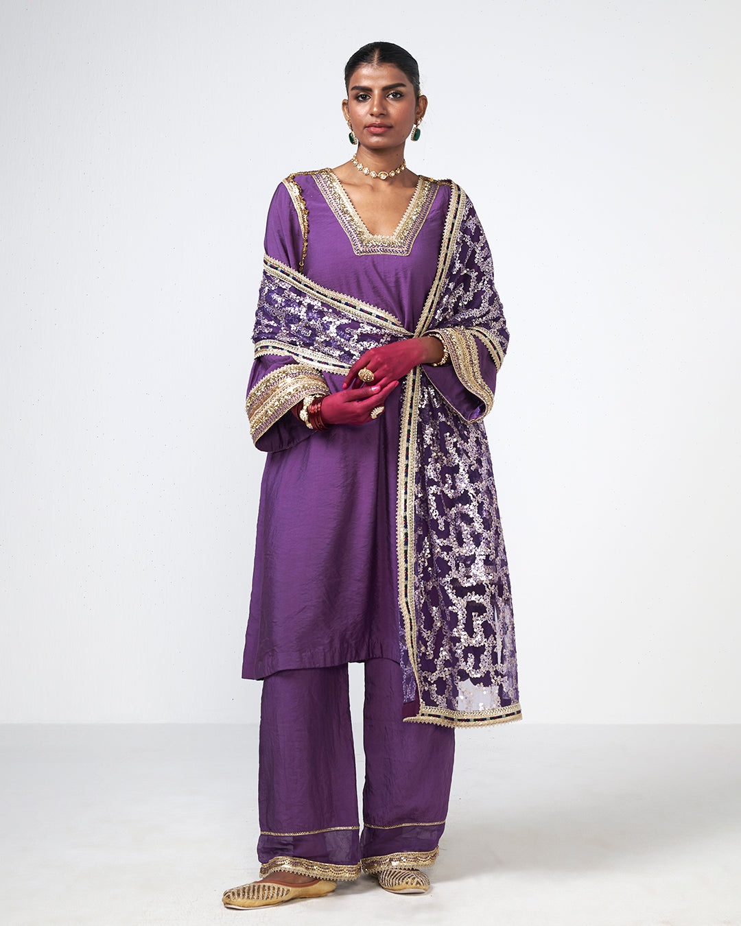 Royal Violet Embellished Suit Set