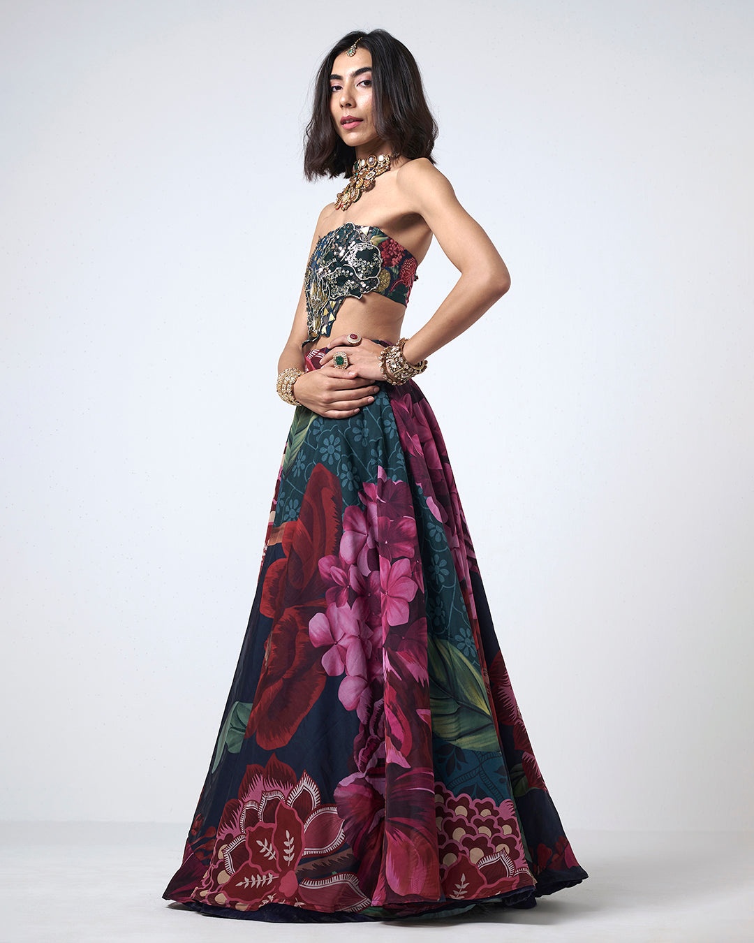 Midnight Floral Couture Lehenga