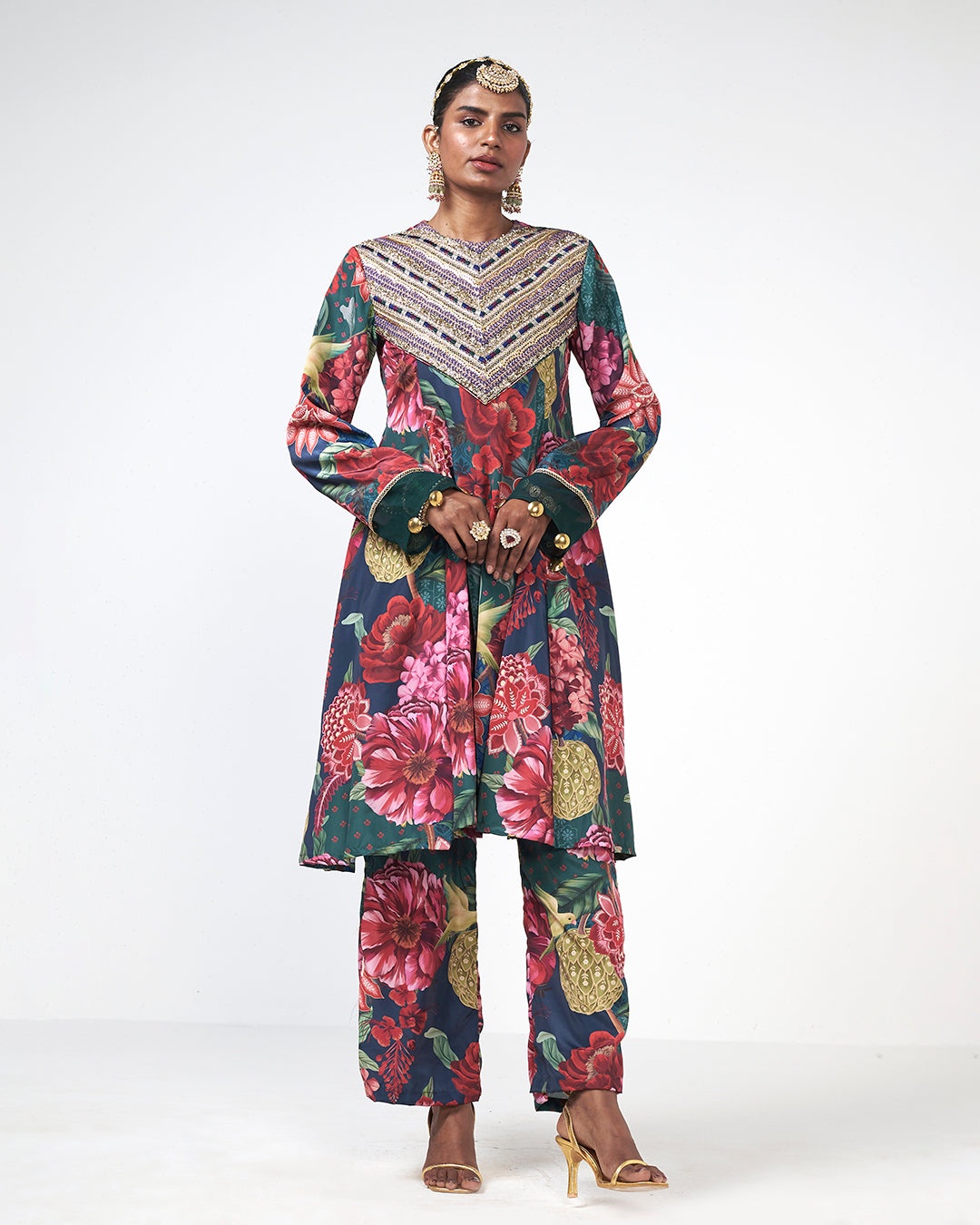 Midnight Bloom Embellished Kurta Set