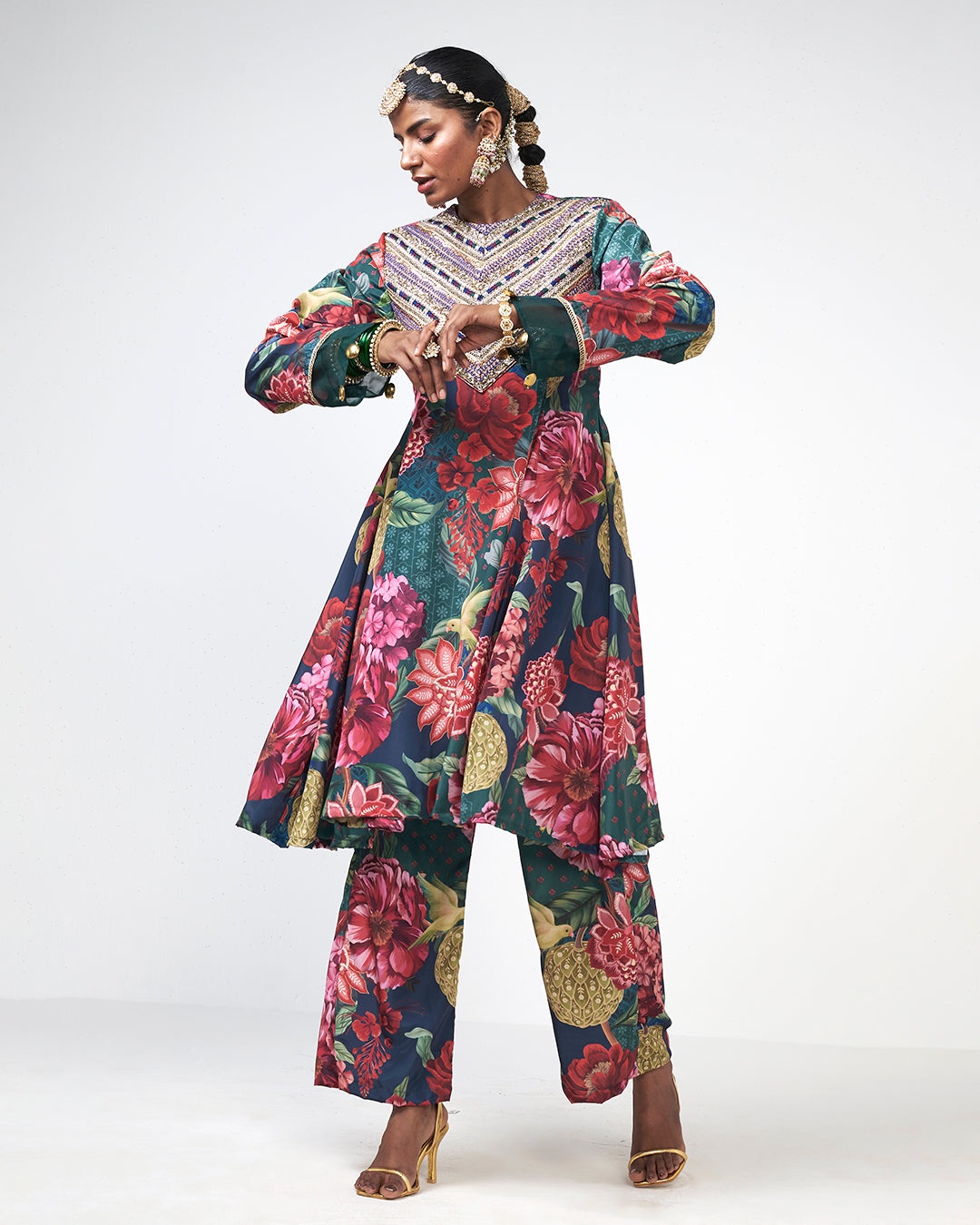 Midnight Bloom Embellished Kurta Set