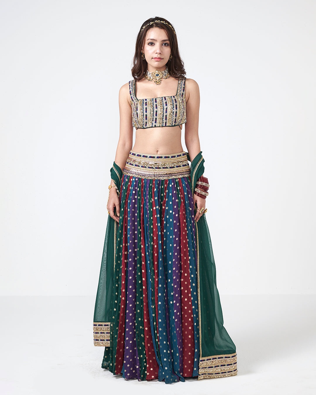 Multicolour Mirrorwork Lehenga Set