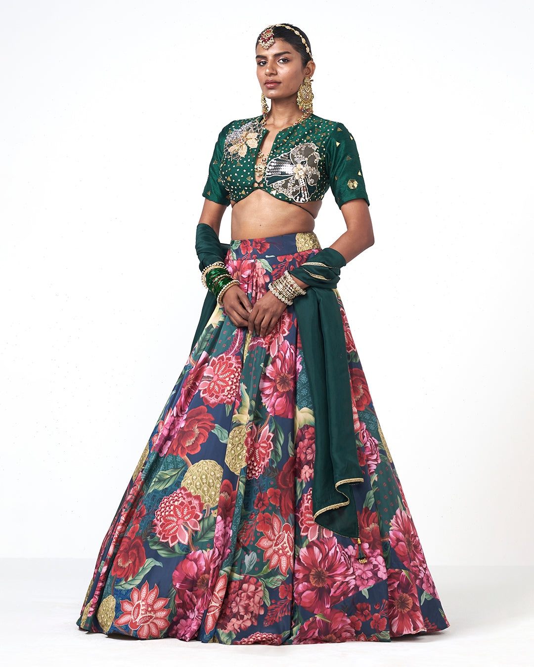 Midnight Bloom Printed Lehenga Set